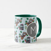 Schattige Chinese Panda's Patroon Monogram Mok (Voorkant rechts)
