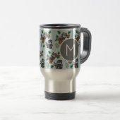 Schattige Chinese Panda's Patroon Monogram Reisbeker (Voorkant rechts)
