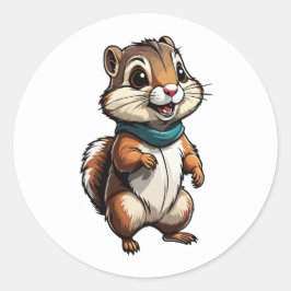 Schattige Chipmunk Cartoon Sticker met Blauwgroen 