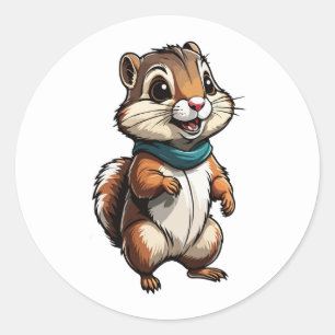 Schattige Chipmunk Cartoon Sticker met Blauwgroen