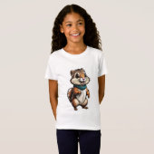 Schattige Chipmunk Cartoon Sticker met Blauwgroen  T-shirt (Voorkant volledig)