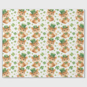 Schattige Chipmunk Groen Pet Shamrock St. Patrick' Cadeaupapier (Vlak)