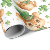 Schattige Chipmunk Groen Pet Shamrock St. Patrick' Cadeaupapier (Rol Hoek)