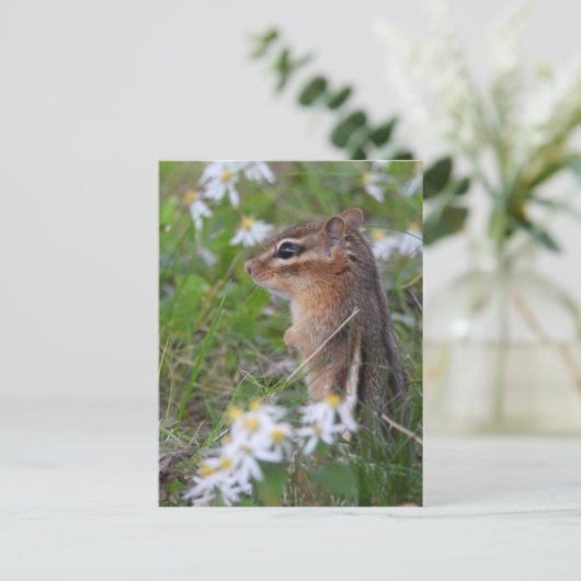 Schattige Chipmunk in bloemen Briefkaart (Staand voorkant)