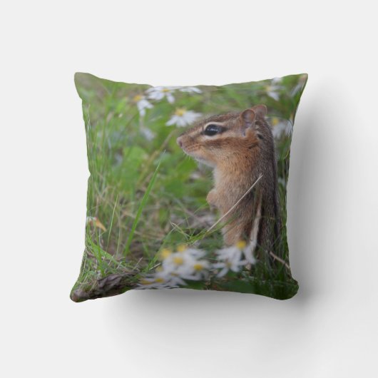 Schattige Chipmunk in bloemen Kussen (Achterkant)