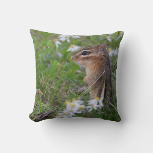 Schattige Chipmunk in bloemen Kussen (Voorkant)