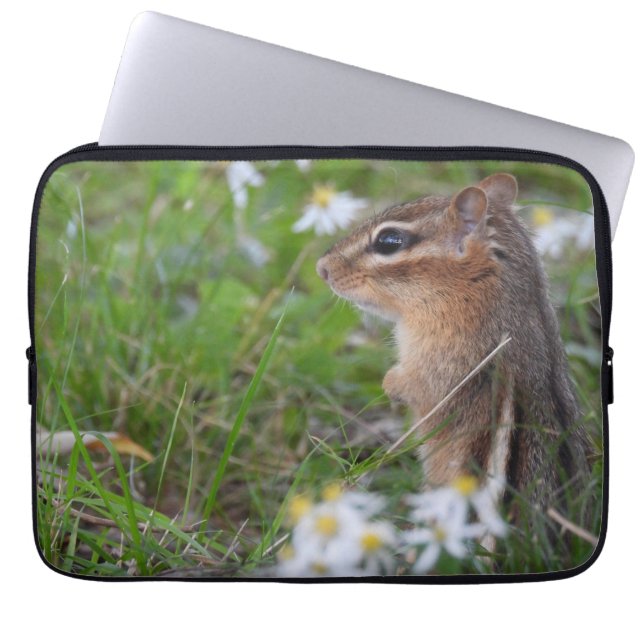Schattige Chipmunk in bloemen Laptop Sleeve (Voorkant)