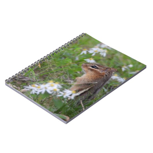 Schattige Chipmunk in bloemen Notitieboek (Linkerzijde)