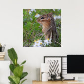 Schattige Chipmunk in bloemen Poster (Thuiskantoor)