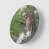 Schattige Chipmunk in bloemen Ronde Klok (Hoek)