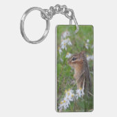 Schattige Chipmunk in bloemen Sleutelhanger (Voorkant Links)