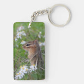 Schattige Chipmunk in bloemen Sleutelhanger (achterkant)