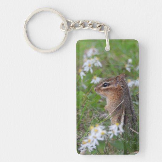 Schattige Chipmunk in bloemen Sleutelhanger (Voorkant)