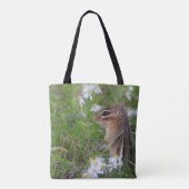 Schattige Chipmunk in bloemen Tote Bag (Achterkant)