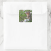 Schattige Chipmunk in bloemen Vierkante Sticker (Tas)