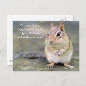 Schattige Chipmunk met vriendschapsCitaat Briefkaart (Voorkant / Achterkant)