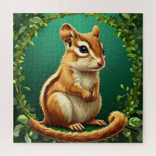 Schattige Chipmunk omgeven door groen Legpuzzel (Verticaal)