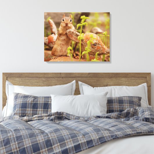 Schattige Chipmunk op beeldje verpakt canvas (Insitu (Slaapkamer))