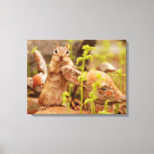 Schattige Chipmunk op beeldje verpakt canvas Afdruk (Voorkant)