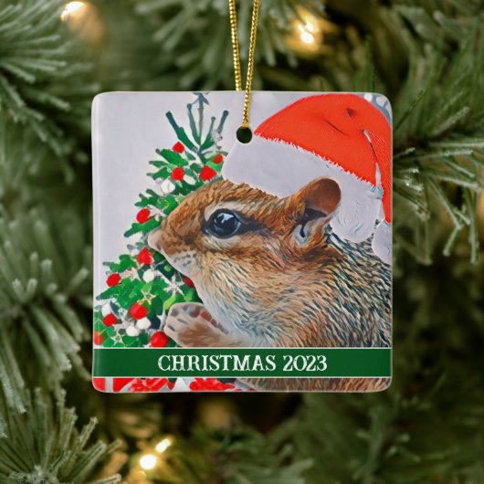 Schattige Chipmunk-Ornament Keramisch Ornament (Boom)
