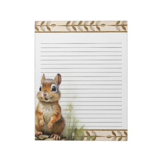 Schattige Chipmunk Woodland Animals Theme Notitieb Notitieblok (Linkerzijde)