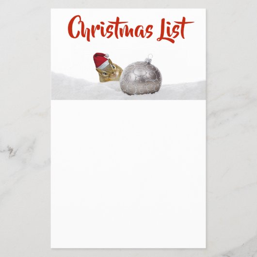 Schattige Chipmunk Zilver en Sneeuw Kerstlijst Flyer (Voorkant)