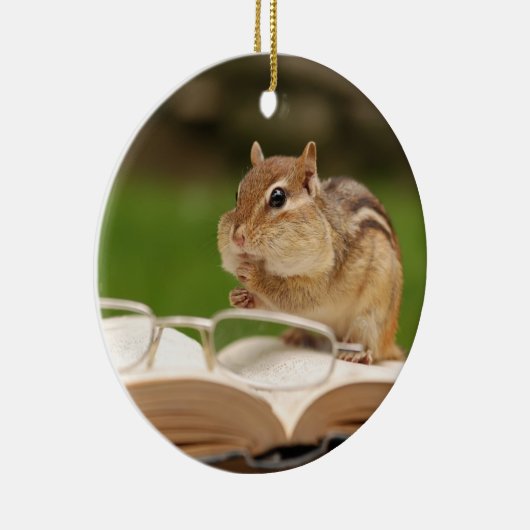 Schattige chipmunkaflezing keramisch ornament (Rechts)