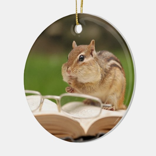 Schattige chipmunkaflezing keramisch ornament (Links)