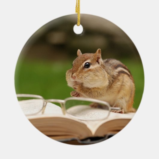 Schattige chipmunkaflezing keramisch ornament (Achterkant)