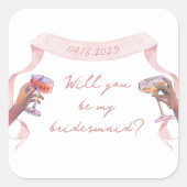 Schattige chique aangepaste bruidsmeisje voorstel  vierkante sticker (Voorkant)