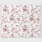 Schattige chique  Cupido Angel Rood Bloemen Toile Cadeaupapier (Vlak)