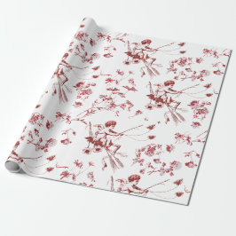 Schattige chique Cupido Angel Rood Bloemen Toile Cadeaupapier