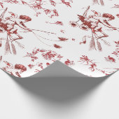 Schattige chique  Cupido Angel Rood Bloemen Toile Cadeaupapier (Hoek)