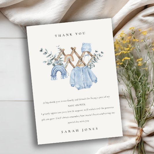 Schattige chique jongen Baby kwekerij Essential Ba Bedankkaart