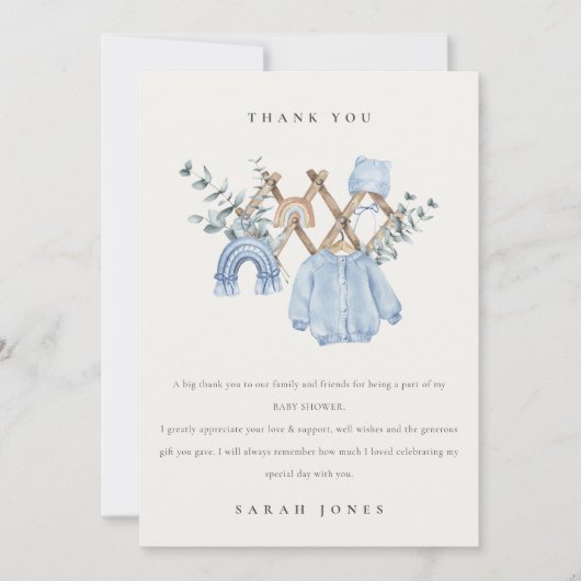 Schattige chique jongen Baby kwekerij Essential Ba Bedankkaart (Voorkant)