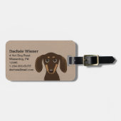 Schattige Chocolade Dachshund | Cartoon Weiner Dog Bagagelabel (Voorkant horizontaal)