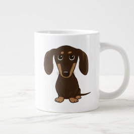 Schattige Chocolade Dachshund | Cartoon Weiner Dog Grote Koffiekop