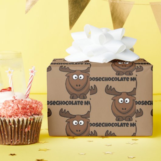 Schattige Chocolade Eland, Grappige Dessert Puns C Cadeaupapier (Verjaardagsfeest)