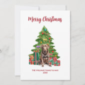 Schattige Chocolade Lab Gepersonaliseerde Hondenke Feestdagenkaart (Voorkant)