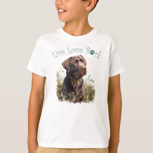 Schattige Chocolade Lab hond bloemig T-shirt