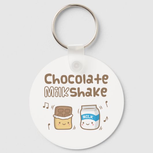 Schattige Chocolade Milkshake Doodle Voor Haar Sleutelhanger (Voorkant)