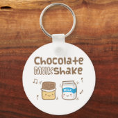 Schattige Chocolade Milkshake Doodle Voor Haar Sleutelhanger (Voorkant)