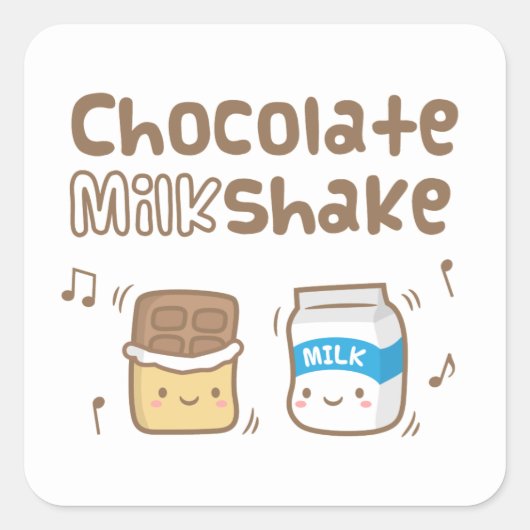 Schattige Chocolade Milkshake Doodle Voor Haar Vierkante Sticker (Voorkant)