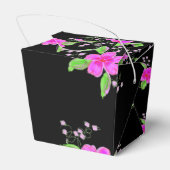 Schattige Chocolade Roze Bloemen Zwarte Favoriete Bedankdoosjes (Achterkant)