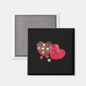 Schattige Chocolade Snoep Hart Liefde Valentijnsda Magneet (Voorkant / Achterkant)