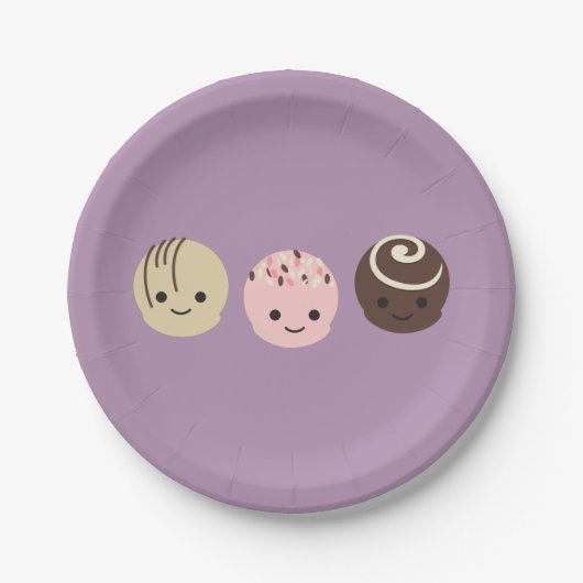 Schattige Chocolade Truffels Papieren Bordje (Voorkant)