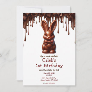 Schattige Chocolade Vlinderdas Paashaas 1e Verjaar Kaart