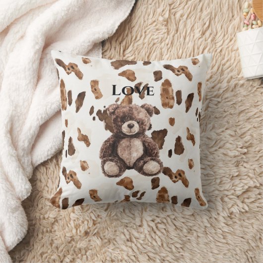 Schattige chocoladebruine teddybeer kussen (Deken)