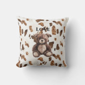 Schattige chocoladebruine teddybeer kussen (Voorkant)