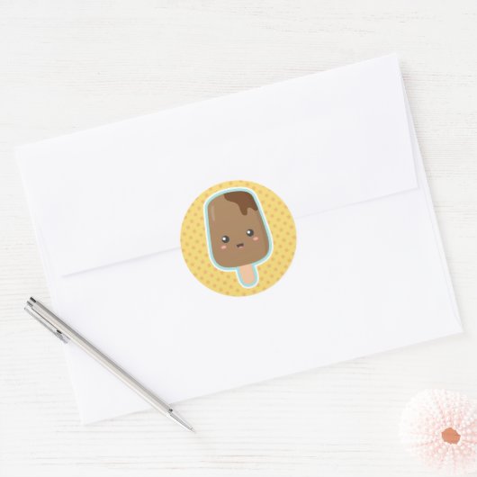 Schattige chocoladeijs ronde sticker (Envelop)